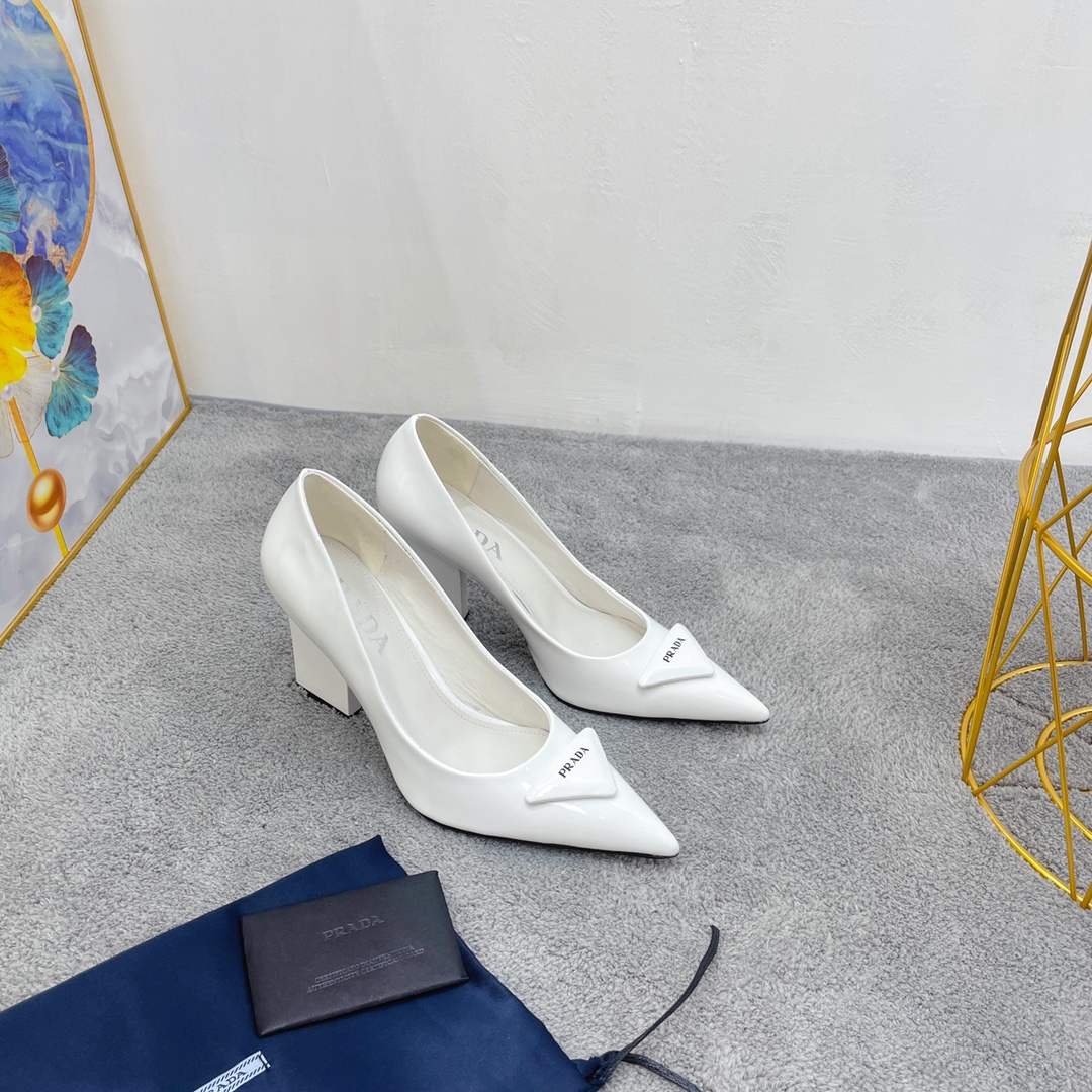 Prada Brushed Pumps White For Women Prada - Soul Replicas
