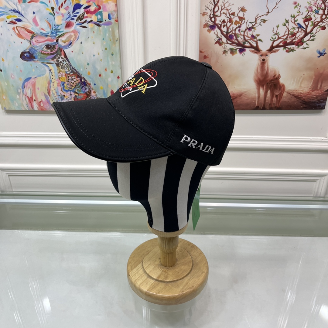 Prada Drill Baseball Cap Black Prada Cap - Soul Replicas