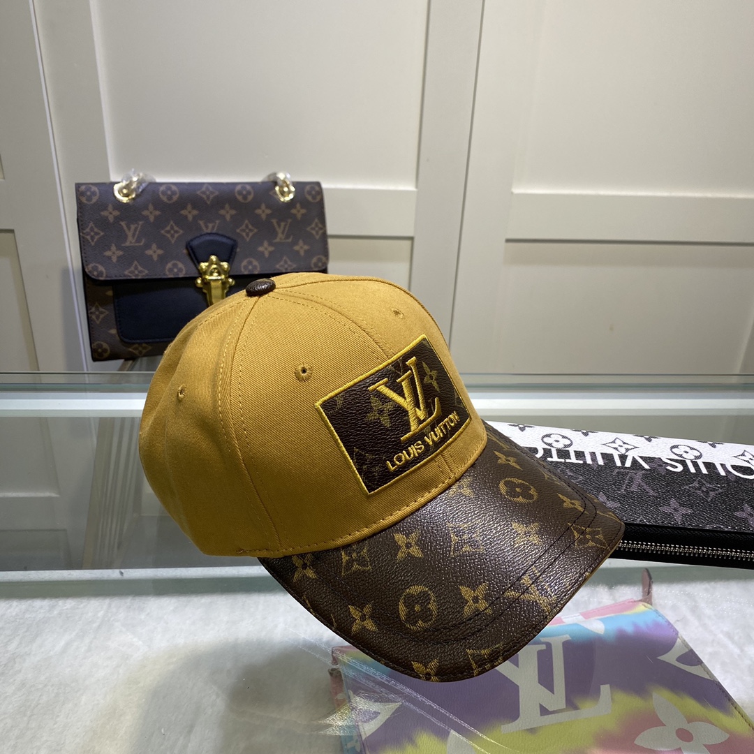 Louis Vuitton Embroidered Logo Baseball Cap Yellow/Brown LV Cap - Soul Replicas