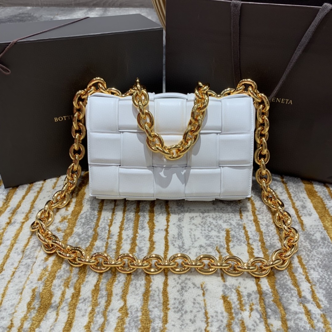 Bottega Veneta Chain Cassette Bag For Women 10.2in/26cm In White 631421VBWZ09143 - Soul Replicas