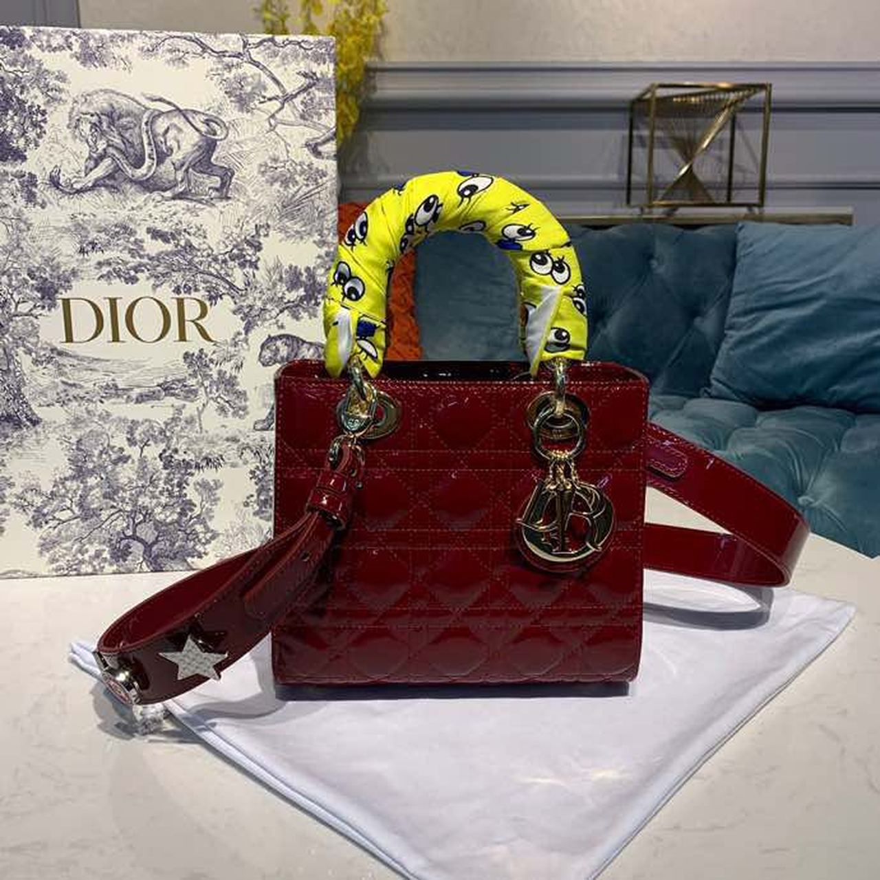 Christian Dior Small Lady Dior Bag with Chain Gold Toned Hardware Burgundy For Women 20cm/8in CD M0538OWCB_M323 - Soul Replicas