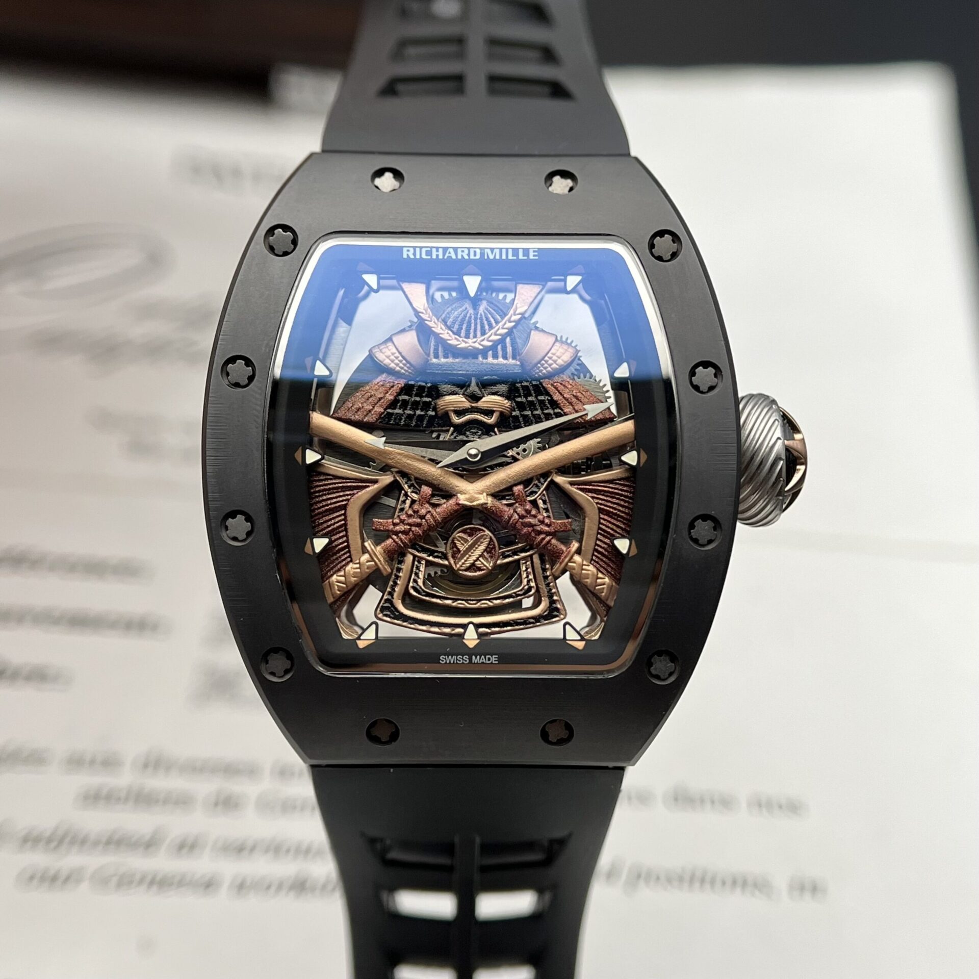 Richard Mille Replica Watch RM47 Samurai Ceramic Rubber Strap 42.7mm - Soul Replicas