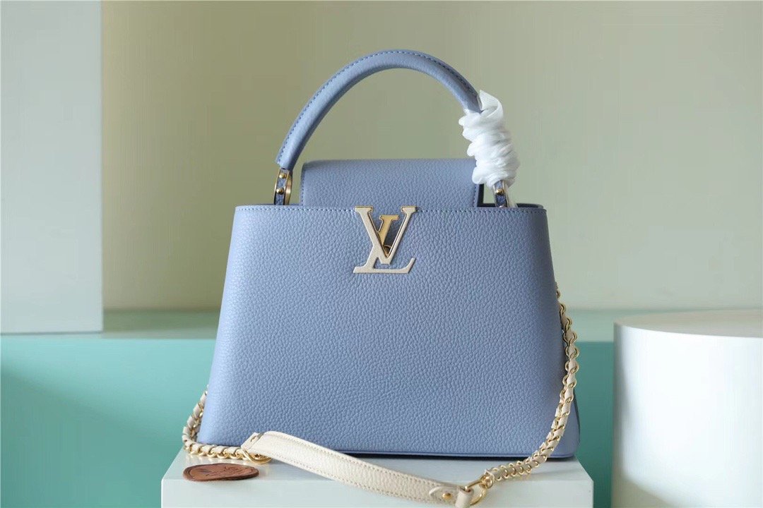Louis Vuitton Capucines MM Taurillon Light Blue/ Beige For Women. Women's Bags. Shoulder And Crossbody Bags 12.4in/31.5cm LV  - Soul Replicas