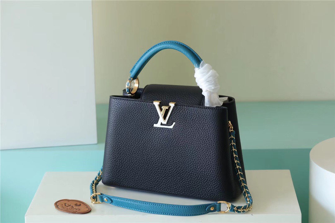 Louis Vuitton Capucines BB Taurillon Black/Blue For Women. Women's Bags. Shoulder And Crossbody Bags 10.6in/27cm LV - Soul Replicas