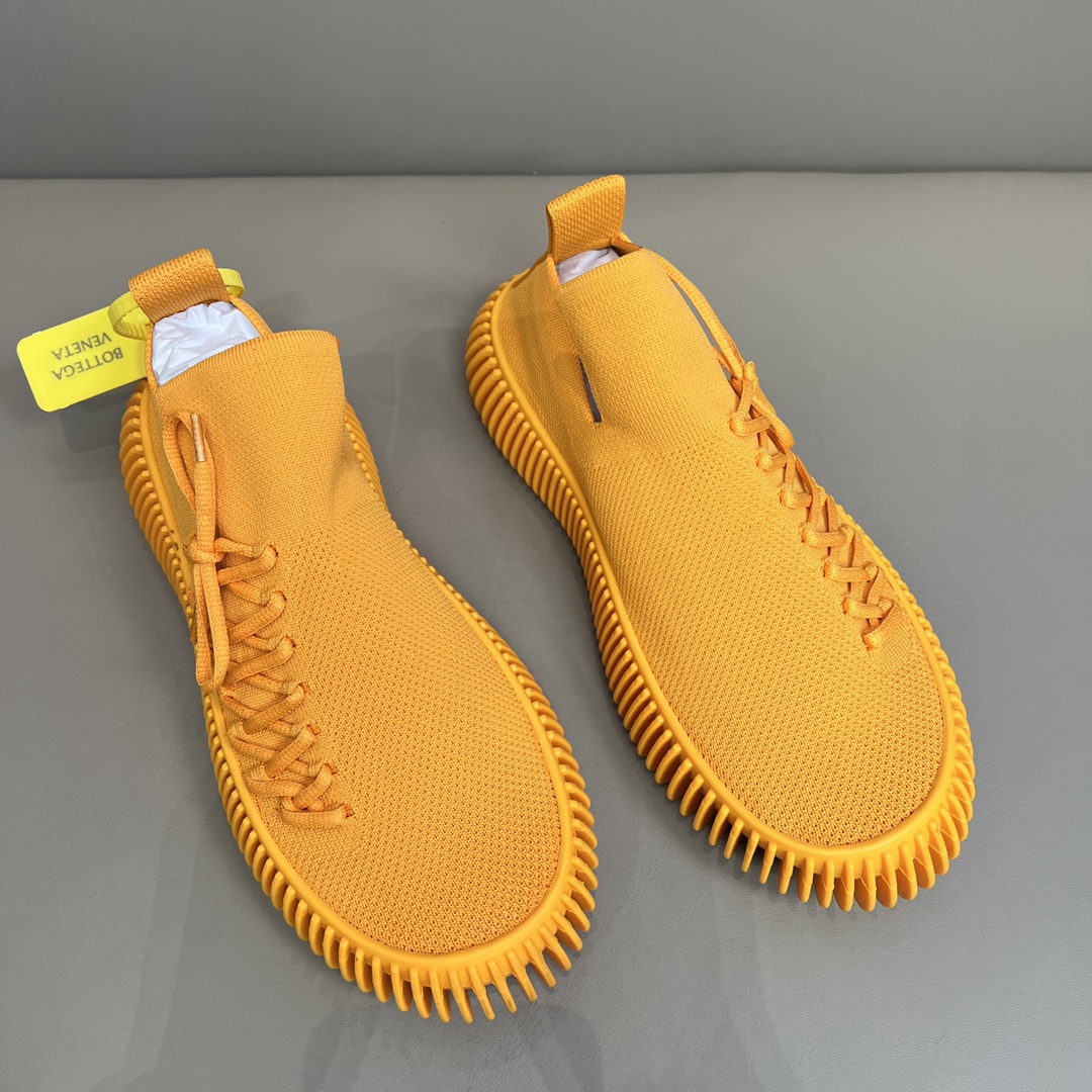 Bottega Veneta Men's Ripper Slip-ons Tech Knit Sneakers Orange For Men 690112 - Soul Replicas