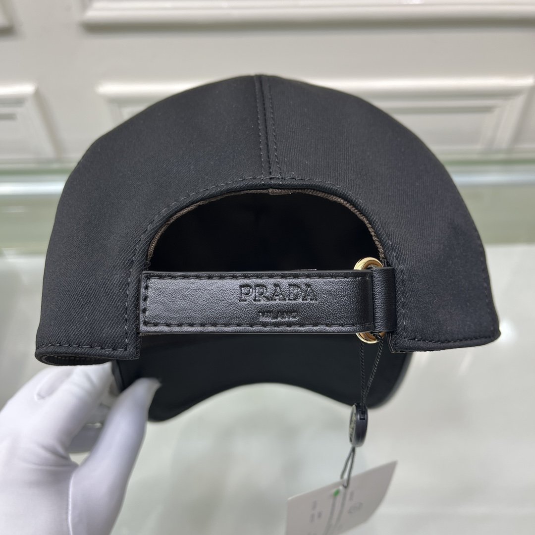Prada Drill Baseball Cap Black Prada Cap - Soul Replicas