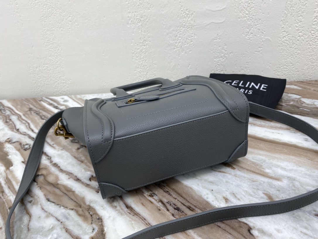 Celine Nano LuGucciage Bag In Drummed Grey For Women 8in/20cm 189243AQL.10KL - Soul Replicas
