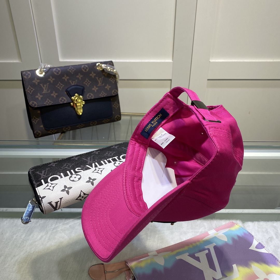 Louis Vuitton Embroidered Logo Baseball Cap Pink LV Cap - Soul Replicas