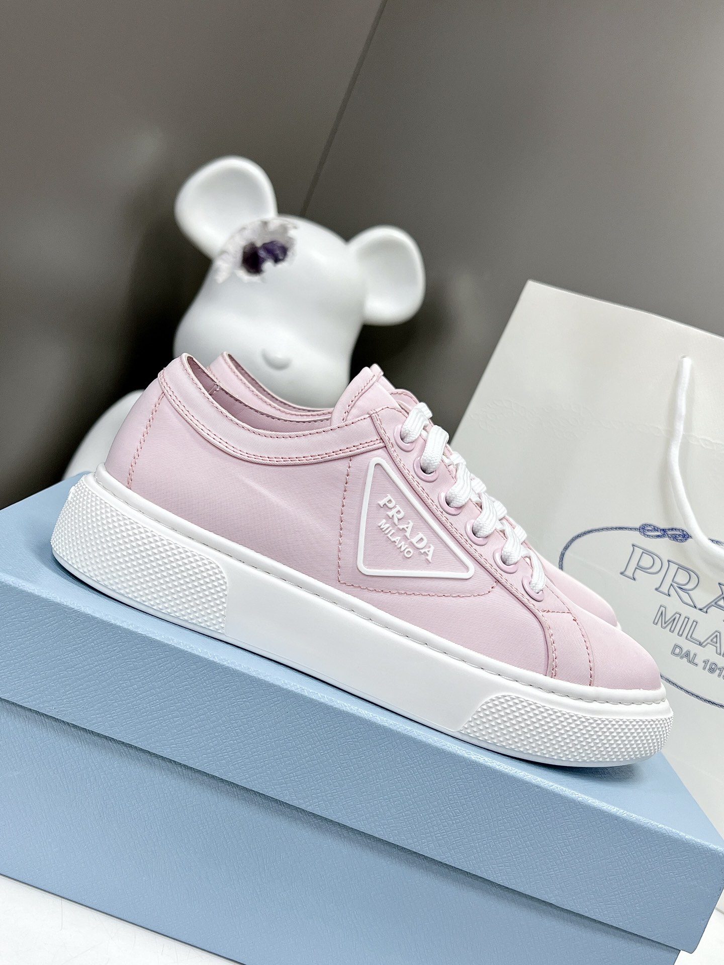 Prada Macro Re-Nylon And Brushed Sneakers Pink For Women 1.2in/30mm Prada - Soul Replicas