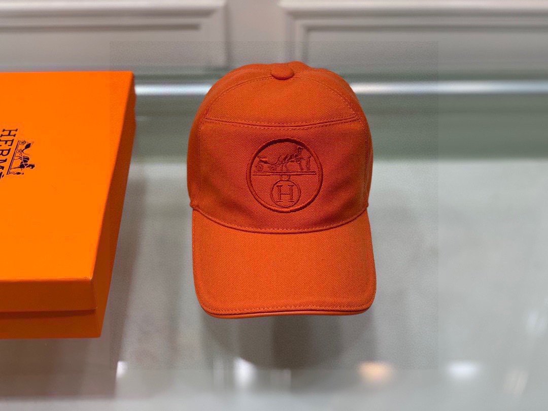 Hermes Davis H Primavera Cap Orange Hermes Cap - Soul Replicas