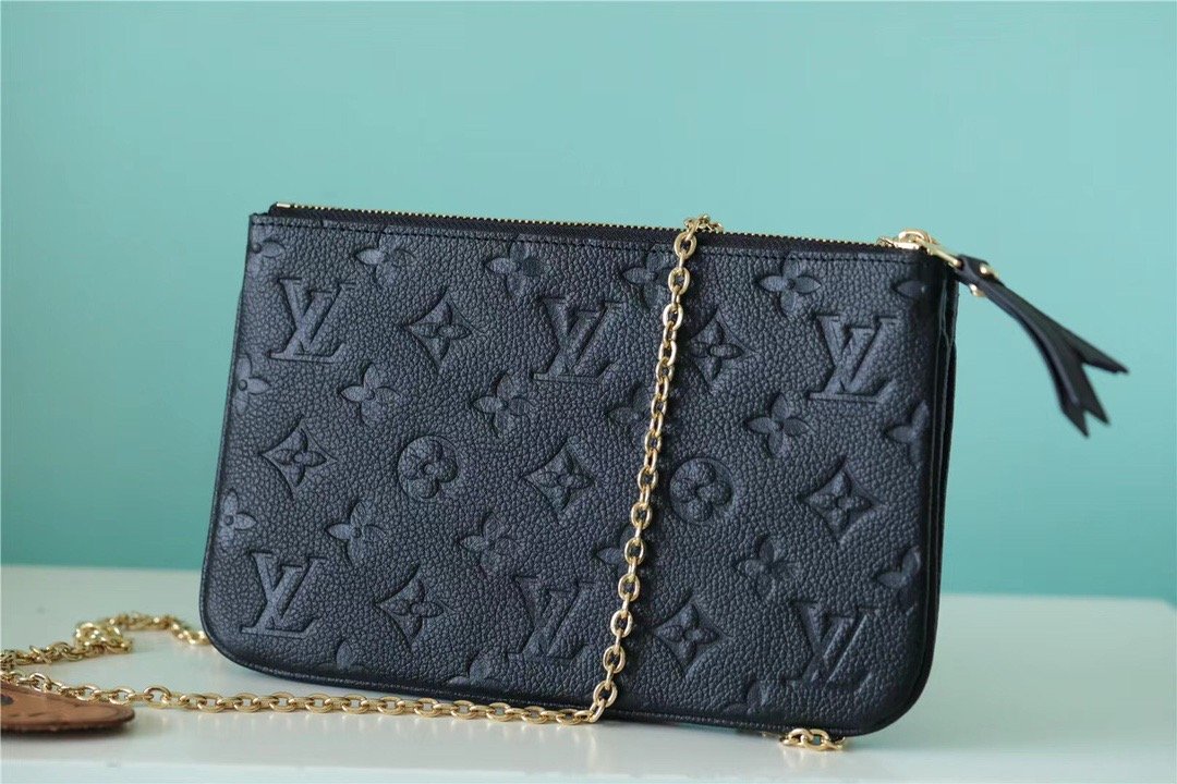 Louis Vuitton Double Zip Pochette Monogram Empreinte Black For Women. Women-s Handbags. Shoulder and Crossbody Bags 7.9in/20cm LV M68568 - Soul Replicas