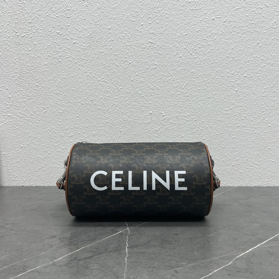 Celine Cylinder Bag In Triomphe Canvas Tan For Women 9in/22cm 110052EJF.04LI - Soul Replicas