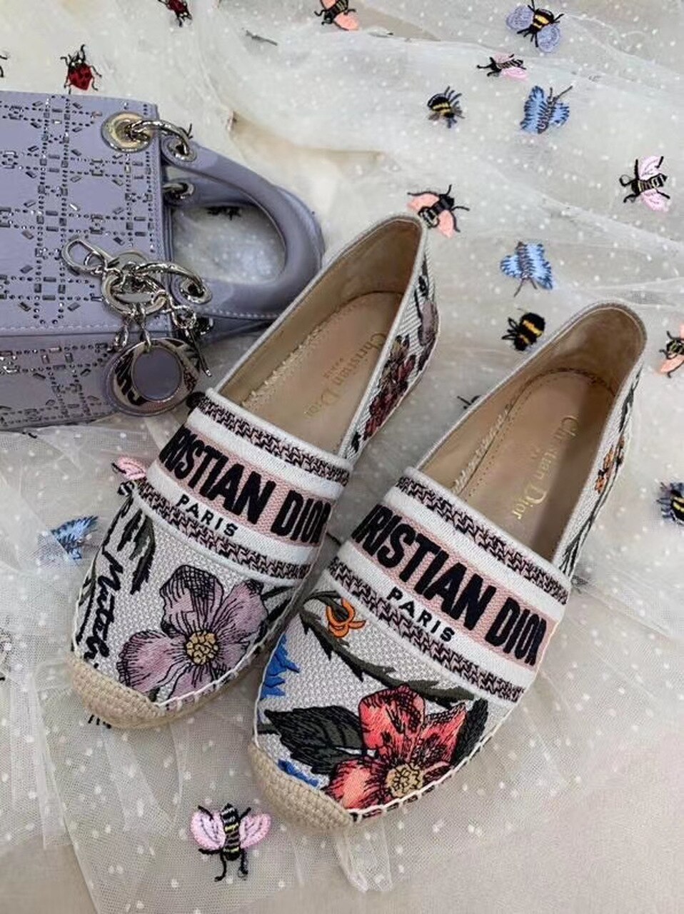 Christian Dior Granville Espadrille Embroidered Cotton Multi Color For Women CD - Soul Replicas