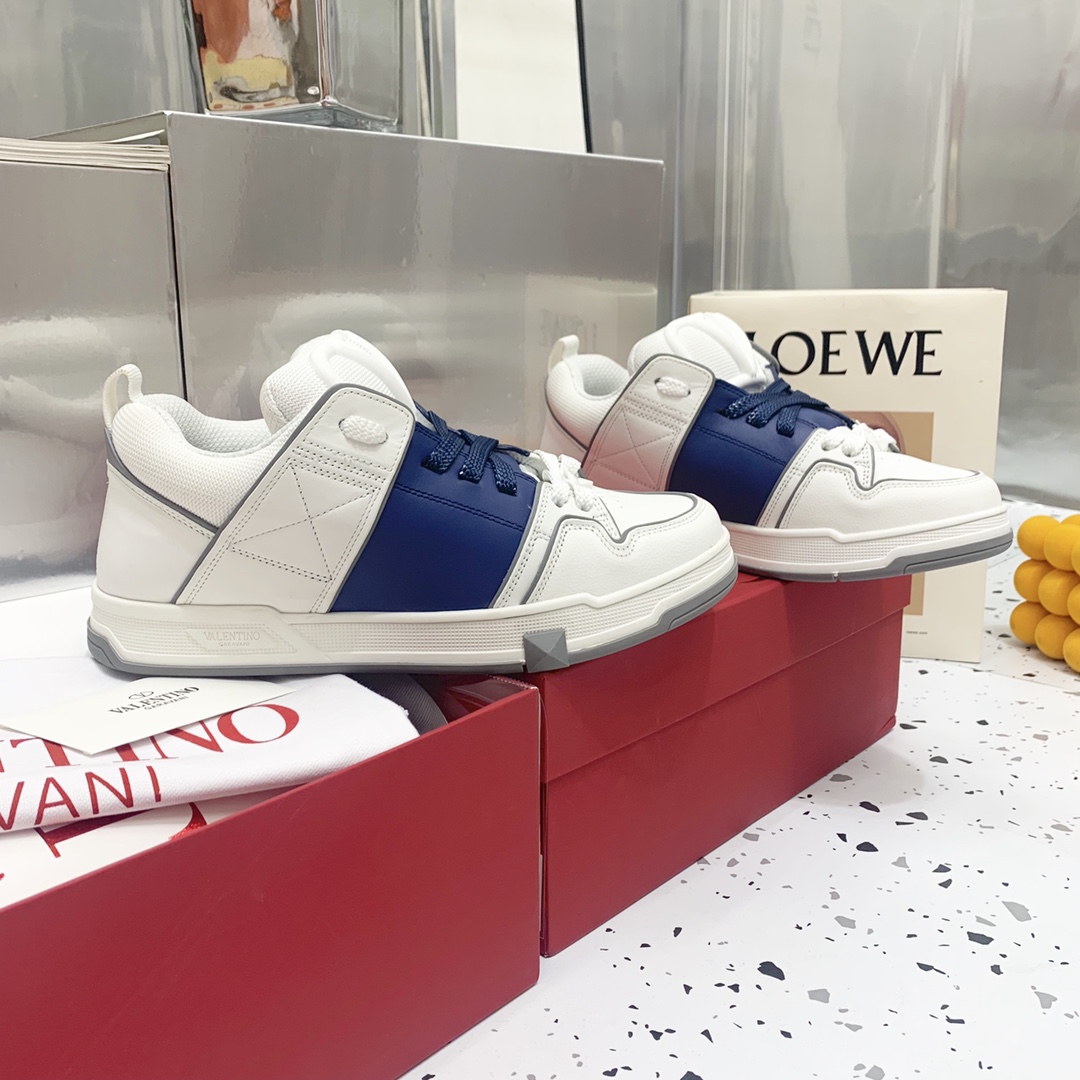 Valentino Garavani Open Skate Sneakers With Patent Band Blue For Women WS0FB1DXI - Soul Replicas