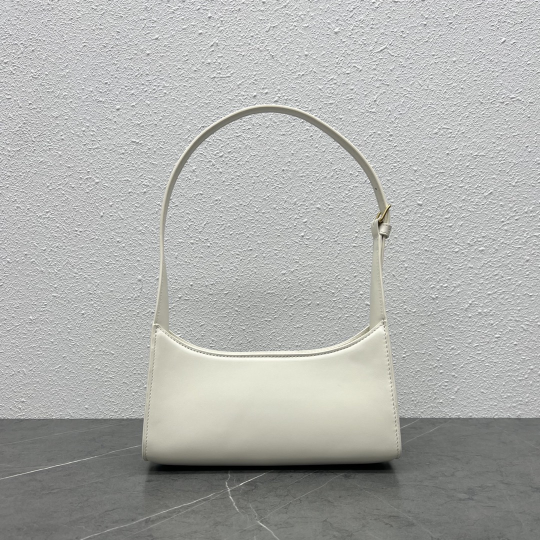 Celine Cuir Triomphe Shoulder Bag White For Women 9.4in/24cm - Soul Replicas