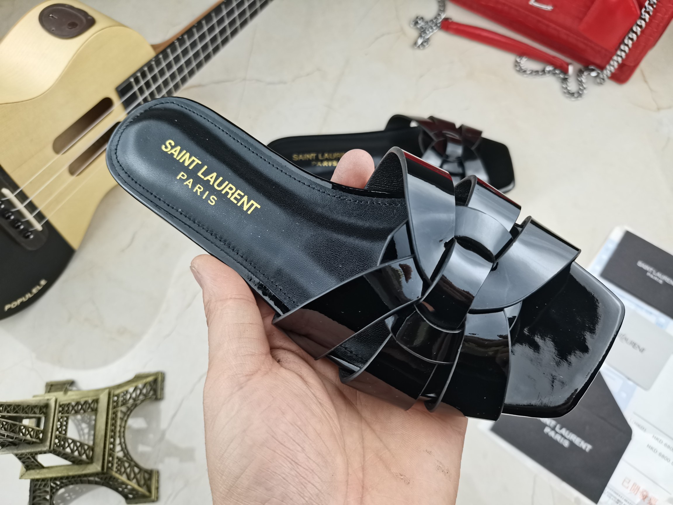 Yves Saint Laurent Women's Tribute Flat Mules Black For Women YSL 571952B8I001000 - Soul Replicas