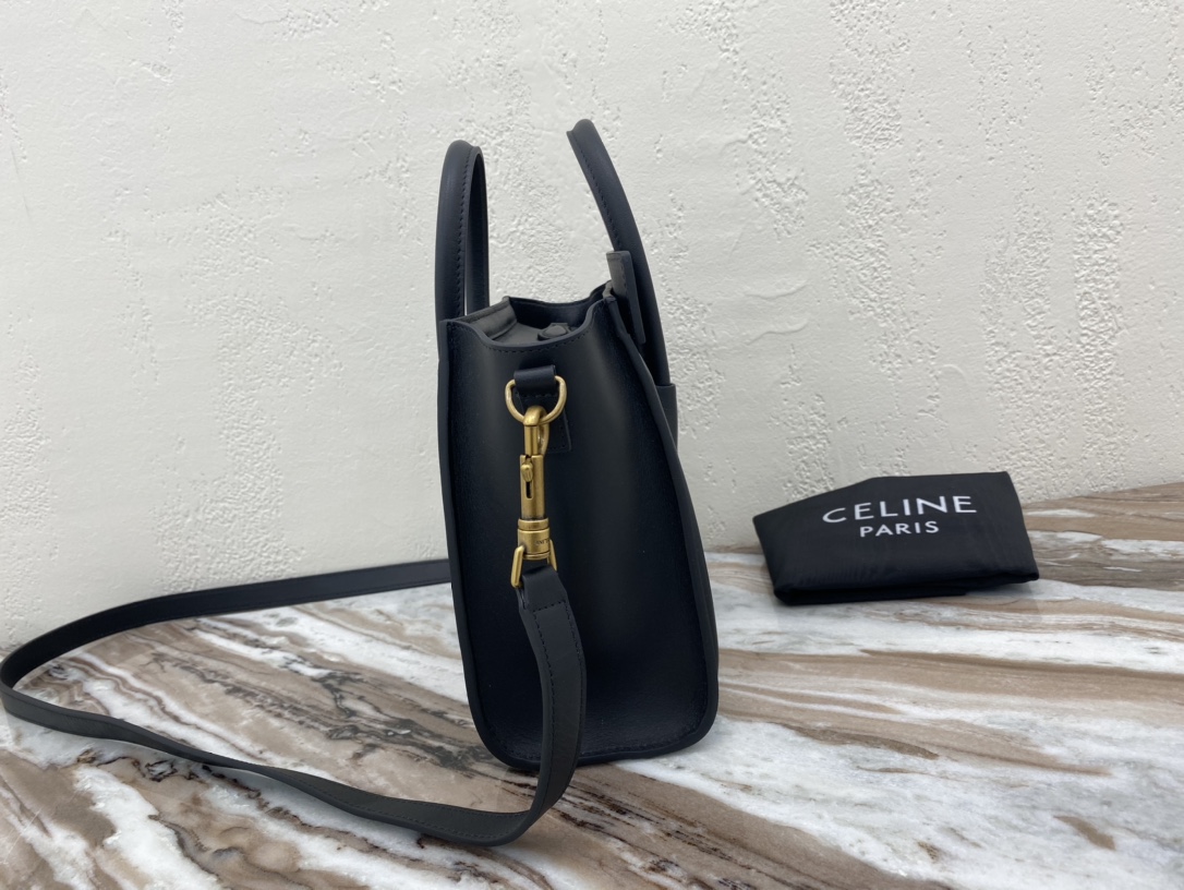 Celine Nano LuGucciage Bag In Drummed Black For Women 8in/20cm 189243HSC.38NO - Soul Replicas