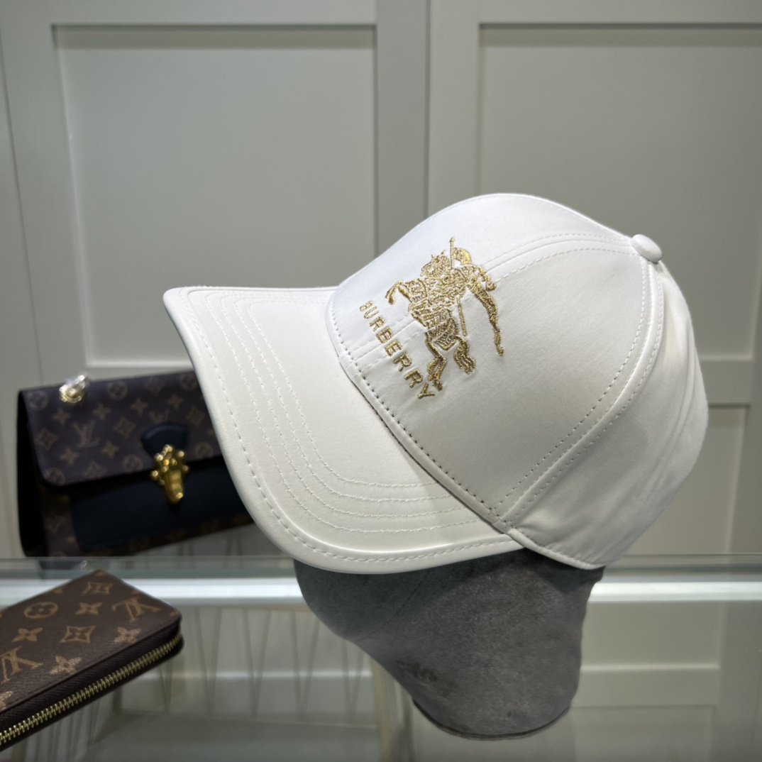 Burberry Monogram Motif Icon Stripe Cotton Baseball Cap White - Soul Replicas