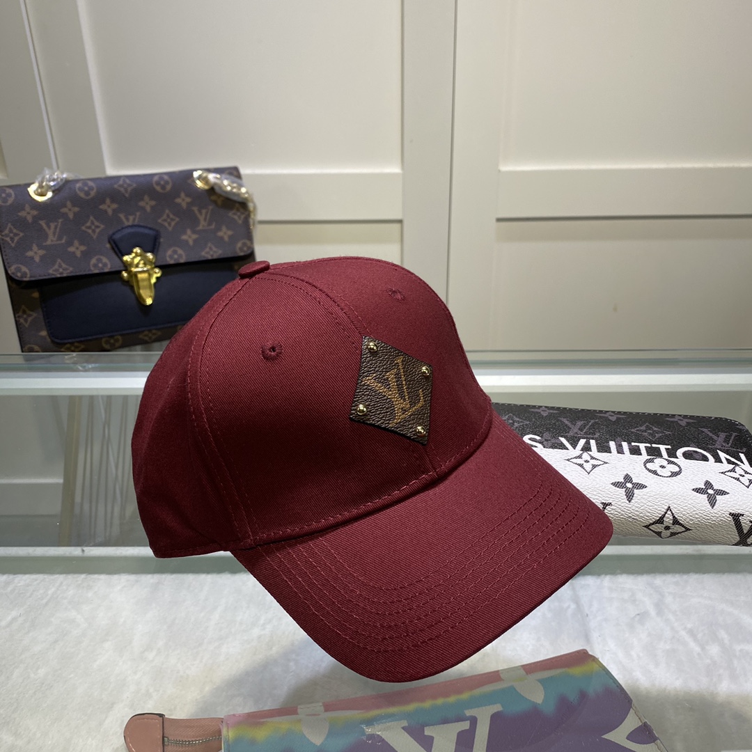 Louis Vuitton Embroidered Logo Baseball Cap Burgundy LV Cap - Soul Replicas