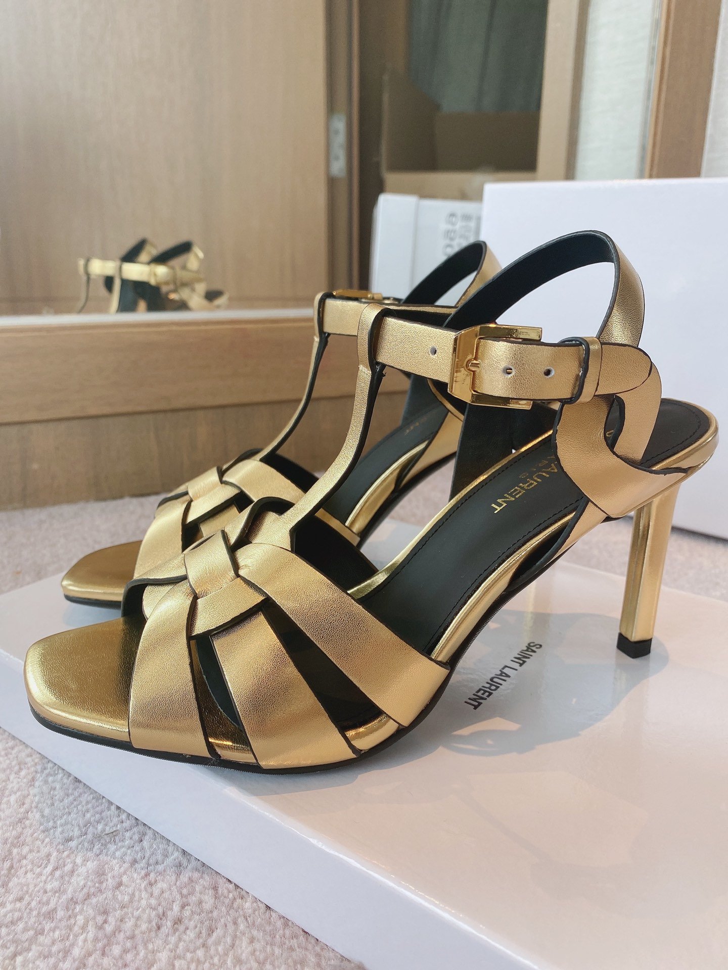 Yves Saint Laurent Women's Tribute Sandals Gold For Women YSL - Soul Replicas
