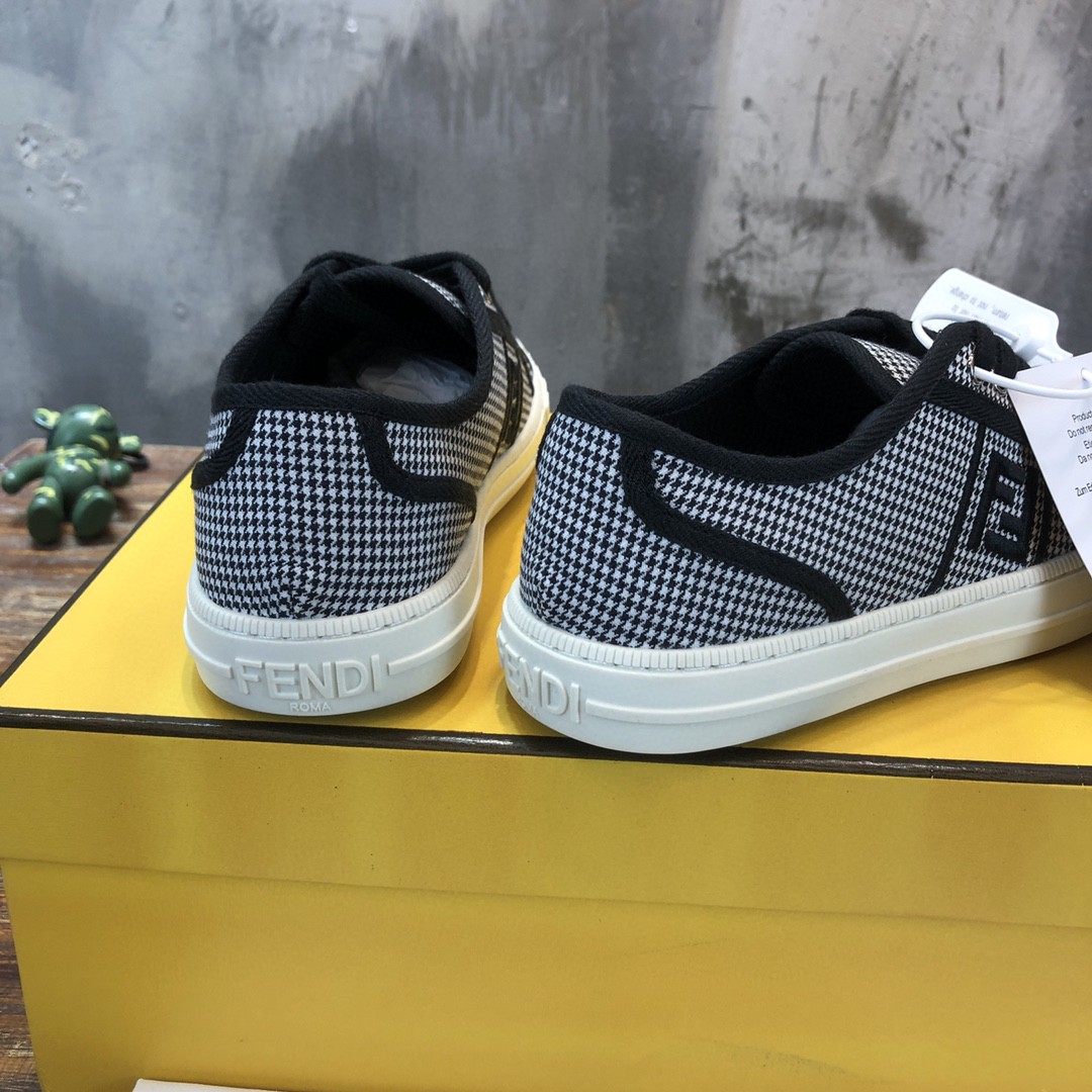 Fendi Domino Fabric Sneakers Black For Women - Soul Replicas