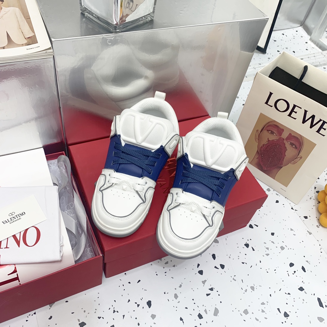 Valentino Garavani Open Skate Sneakers With Patent Band Blue For Women WS0FB1DXI - Soul Replicas