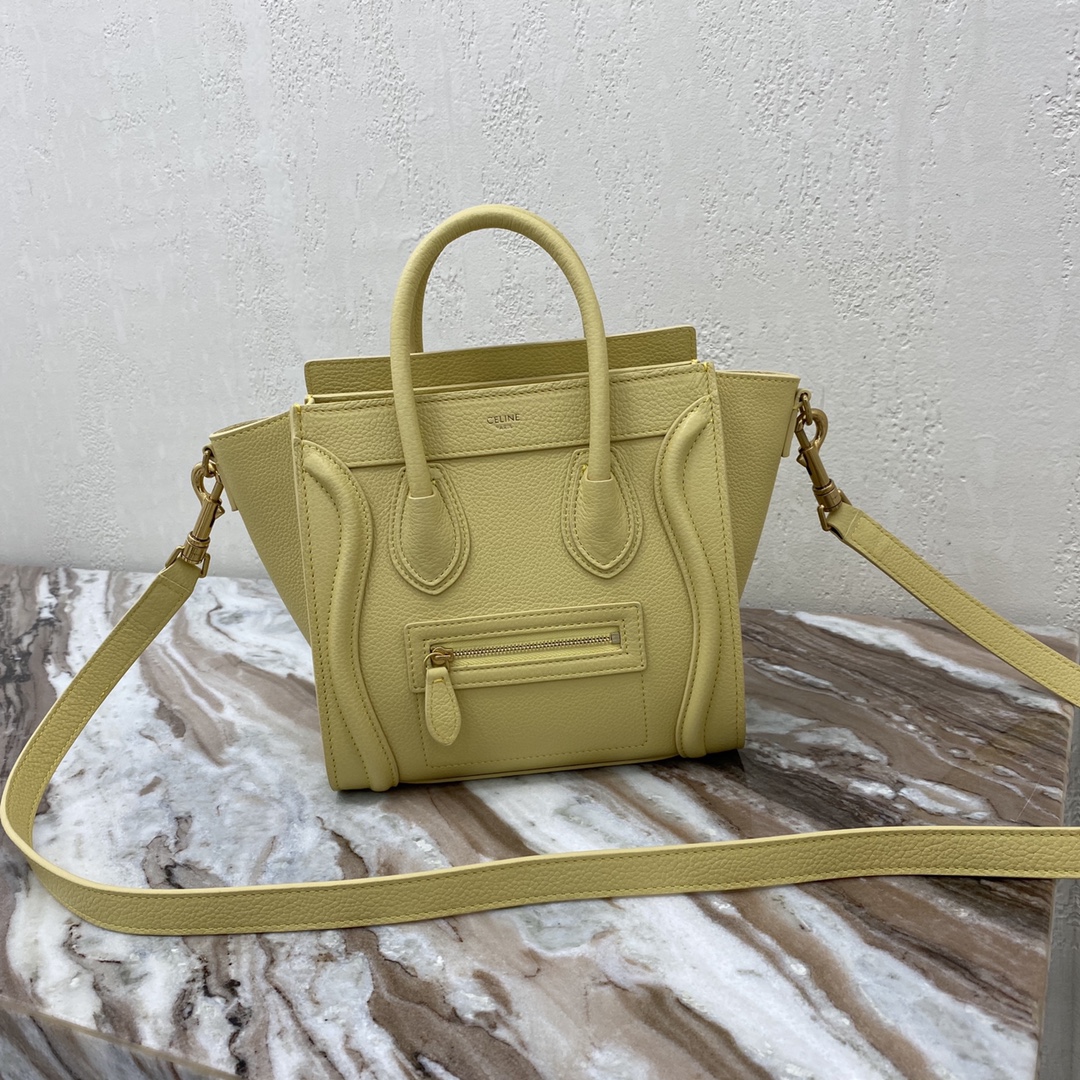 Celine Nano LuGucciage Bag In Drummed Yellow For Women 8in/20cm - Soul Replicas