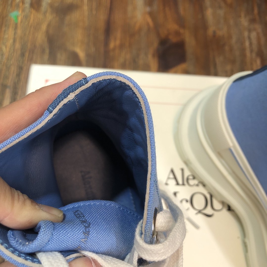 Alexander McQueen Tread Slick Boot Cotton Blue For Women - Soul Replicas