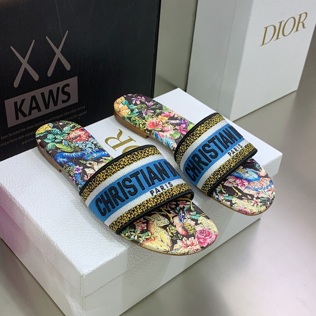 Christian Dior Women's Dway Slide Blue Multicolor For Women CD KCQ209CSE_S26X - Soul Replicas