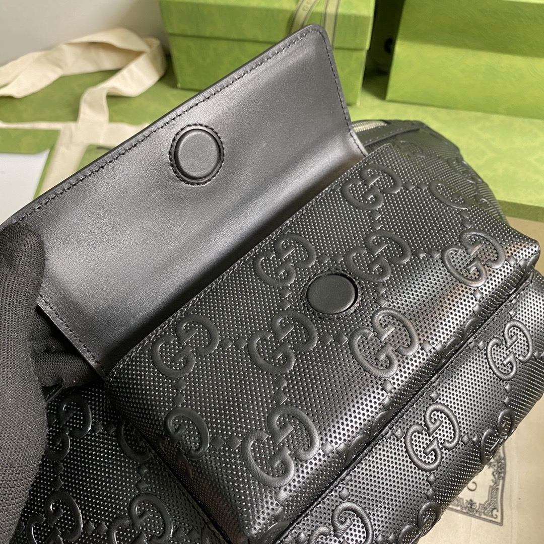 Gucci Embossed Belt Bag Black Gucci Embossed For Men  11in/28cm Gucci 645093 1W3CN 1000 - Soul Replicas