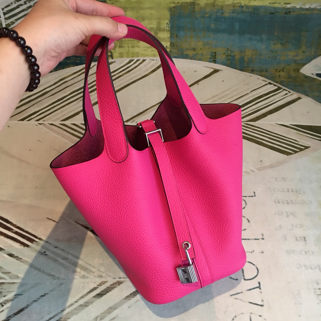 Hermes Picotin Lock 18 Pink Clemence Palladium Hardware For Women 7.5in/19cm - Soul Replicas
