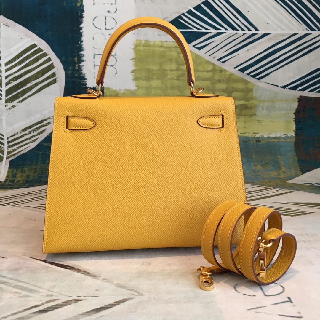 Hermes Kelly 28 Yellow Bag With Gold Toned Harware For Women. Women-s Handbags. Shoulder Bags 11in/28cm - Soul Replicas