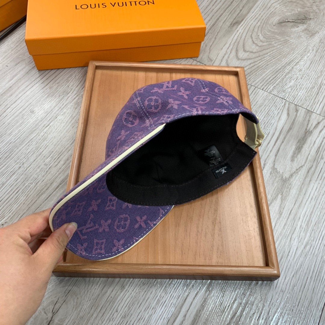 Louis Vuitton Monogram Jacquard Denim Cap Dark Purple LV Cap - Soul Replicas