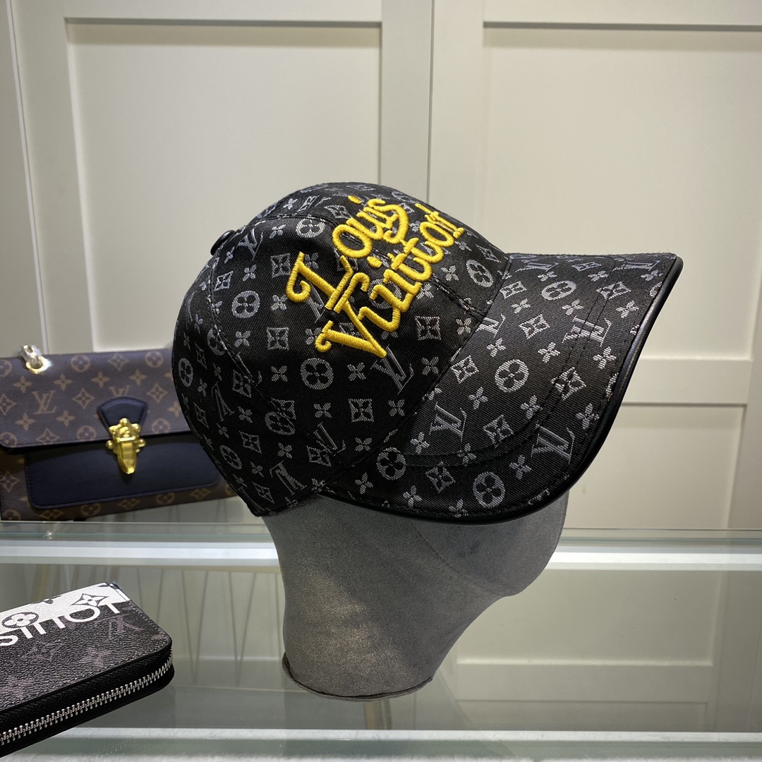 Louis Vuitton Embroidered Logo Baseball Cap Black LV Cap - Soul Replicas
