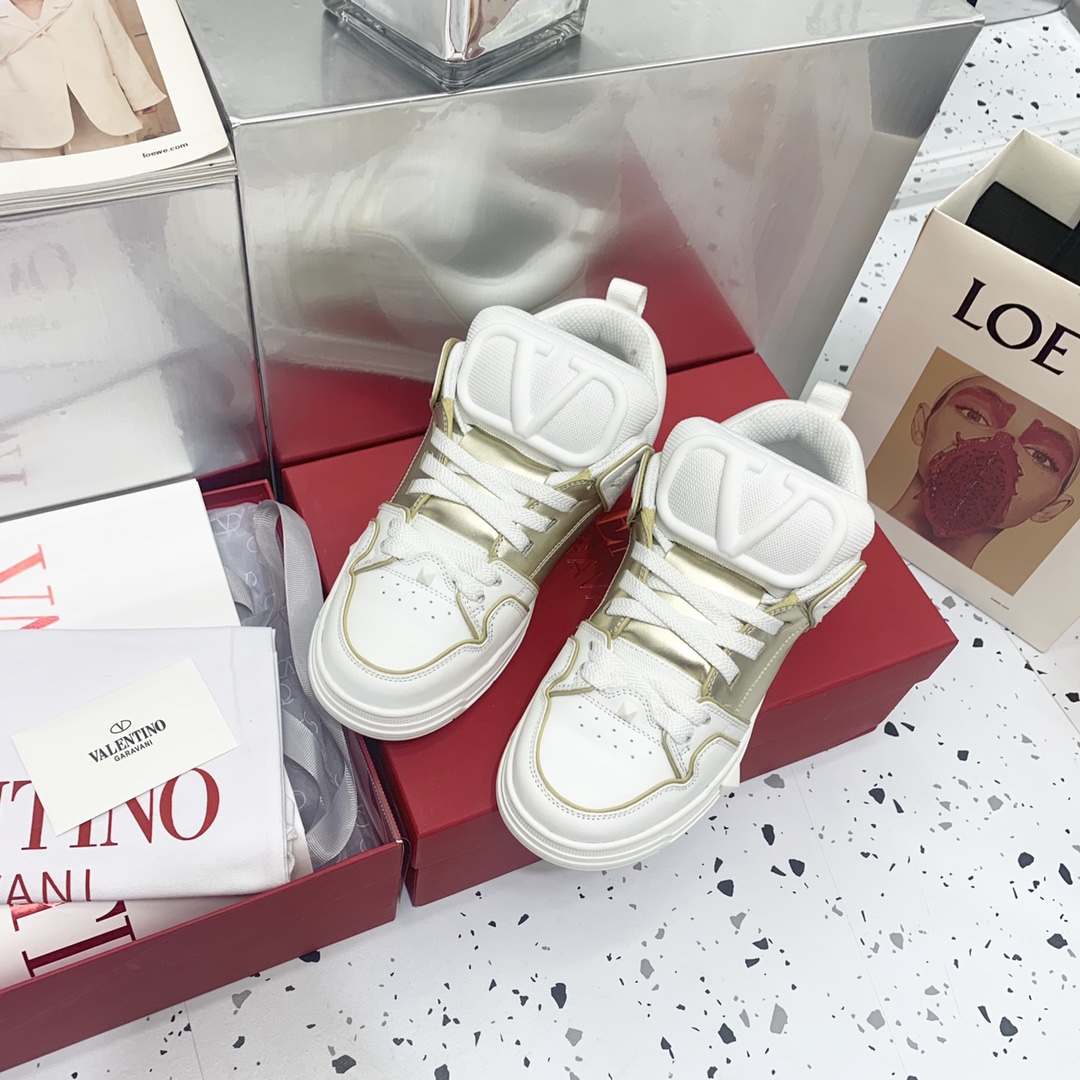 Valentino Garavani Open Skate Sneakers With Patent Band Gold For Women WS0FB1DXI - Soul Replicas