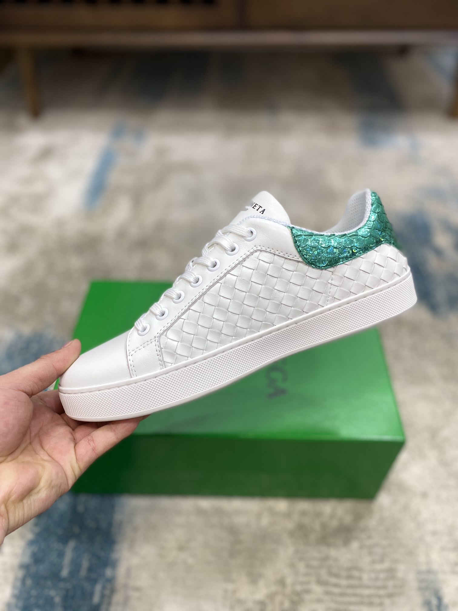 Bottega Veneta Men's With Fin Sneakers White Green For Men - Soul Replicas