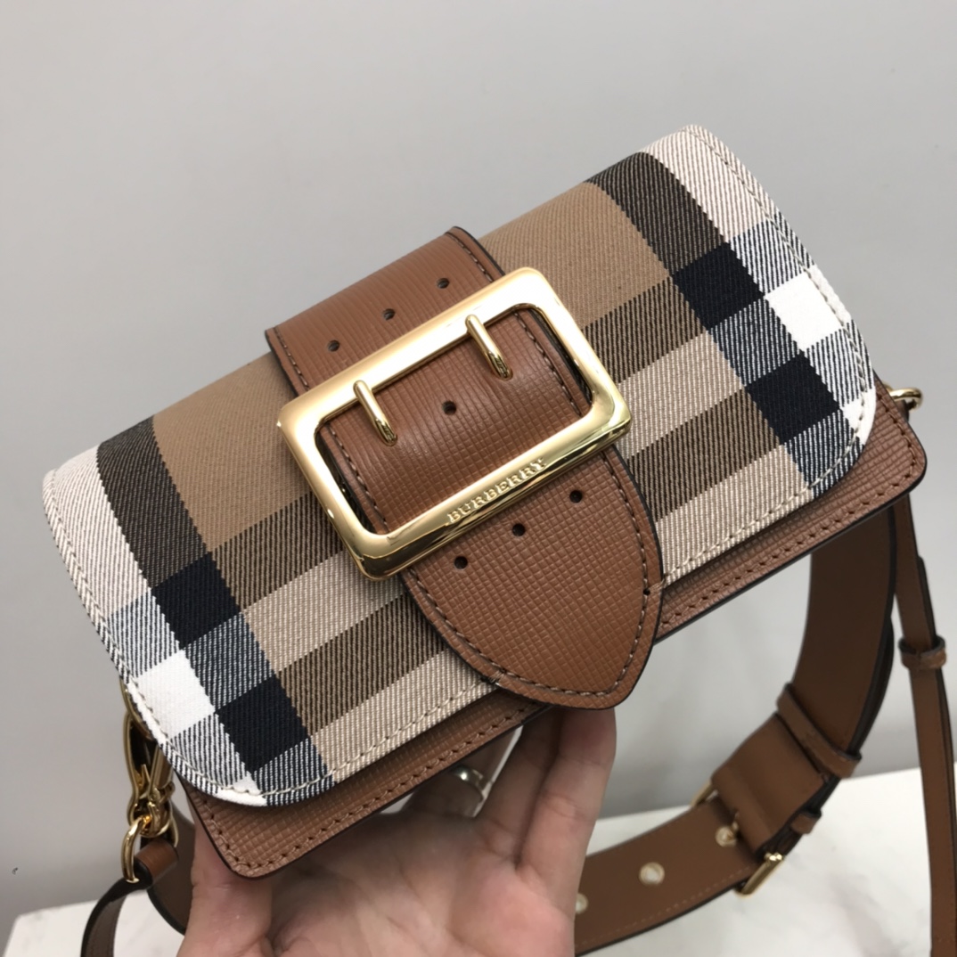 Burberry Small Bridle House Check And Buckle Crossbody Brown For Women. Women-s Bags 7.8in/20cm - Soul Replicas