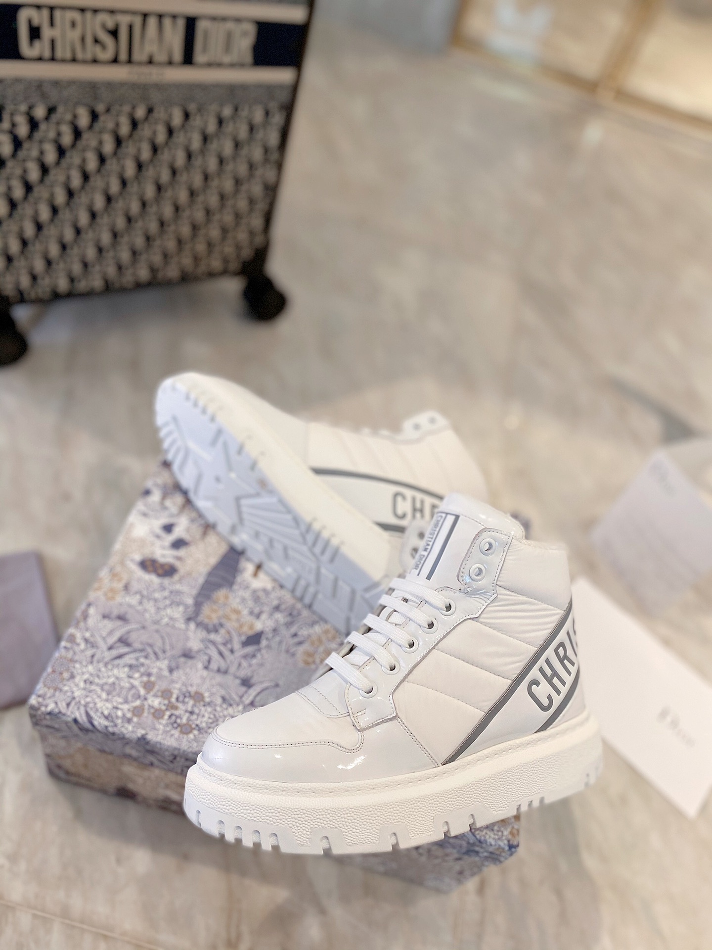 Christian Dior D-Player Patent-Trim White/Silver For Women CD - Soul Replicas