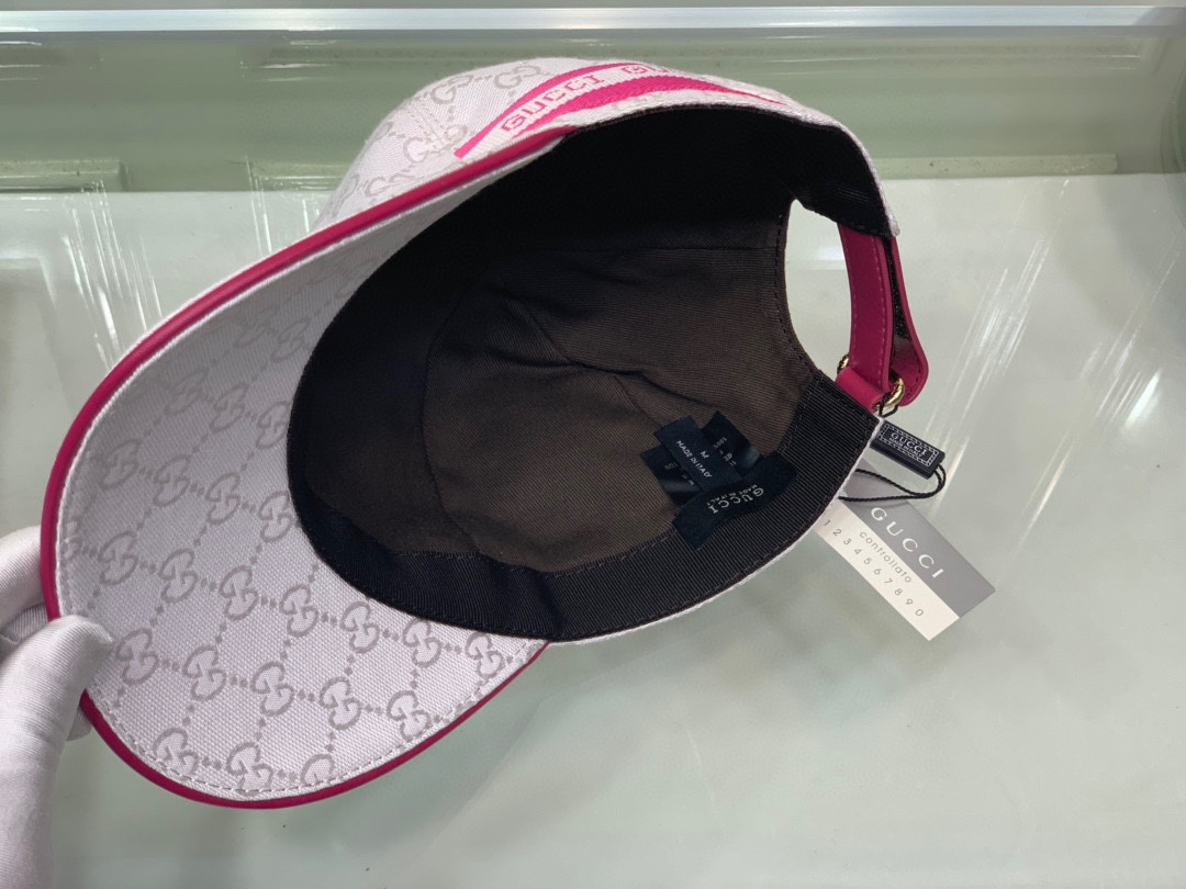 Original Gucci Canvas Baseball Hat With Web Pink Gucci Hat - Soul Replicas