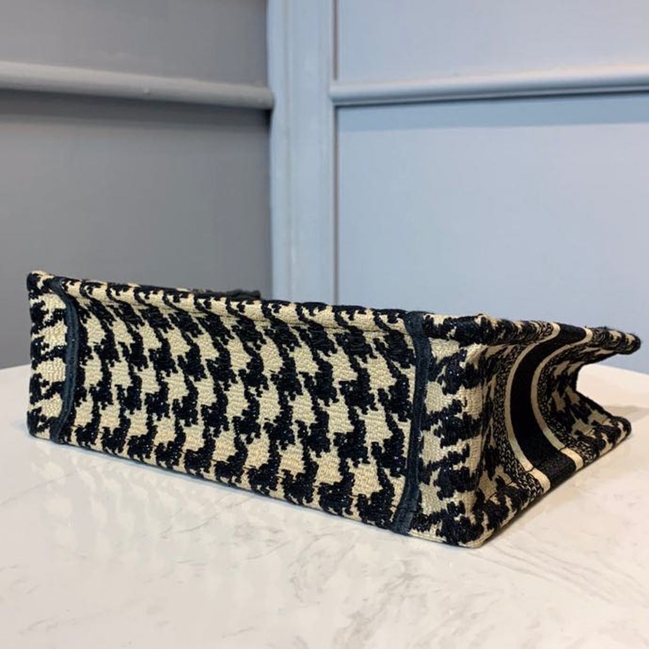 Christian Dior Mini Book Tote Bag Herringbone Embroidered Canvas For Women 22cm/9in CD - Soul Replicas