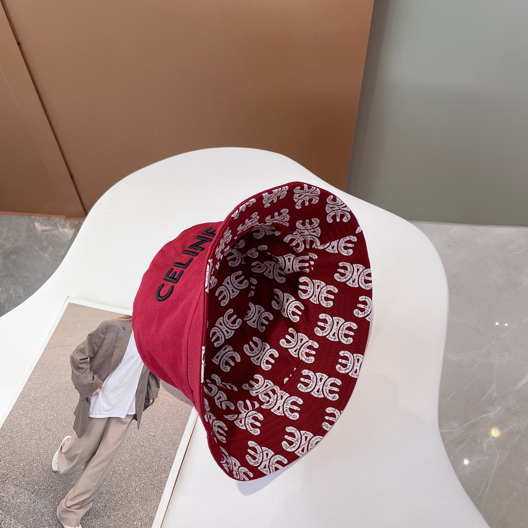 Celine Bucket Hat Red Celine Hat - Soul Replicas