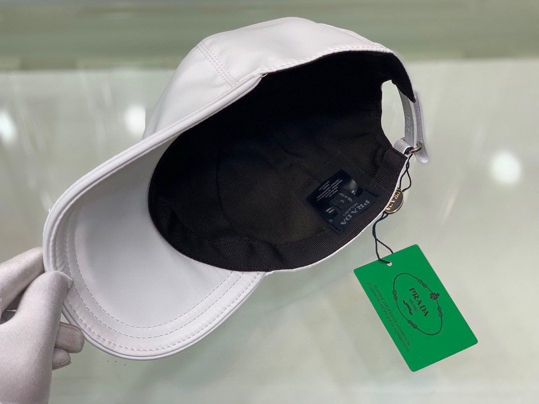 Prada Re-Nylon Baseball Cap White Prada Cap 1HC274_2DMI_F0009 - Soul Replicas