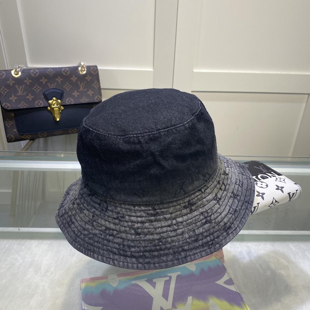 Louis Vuitton Illusion Denim Monogram Bucket Hat Black LV Hat - Soul Replicas