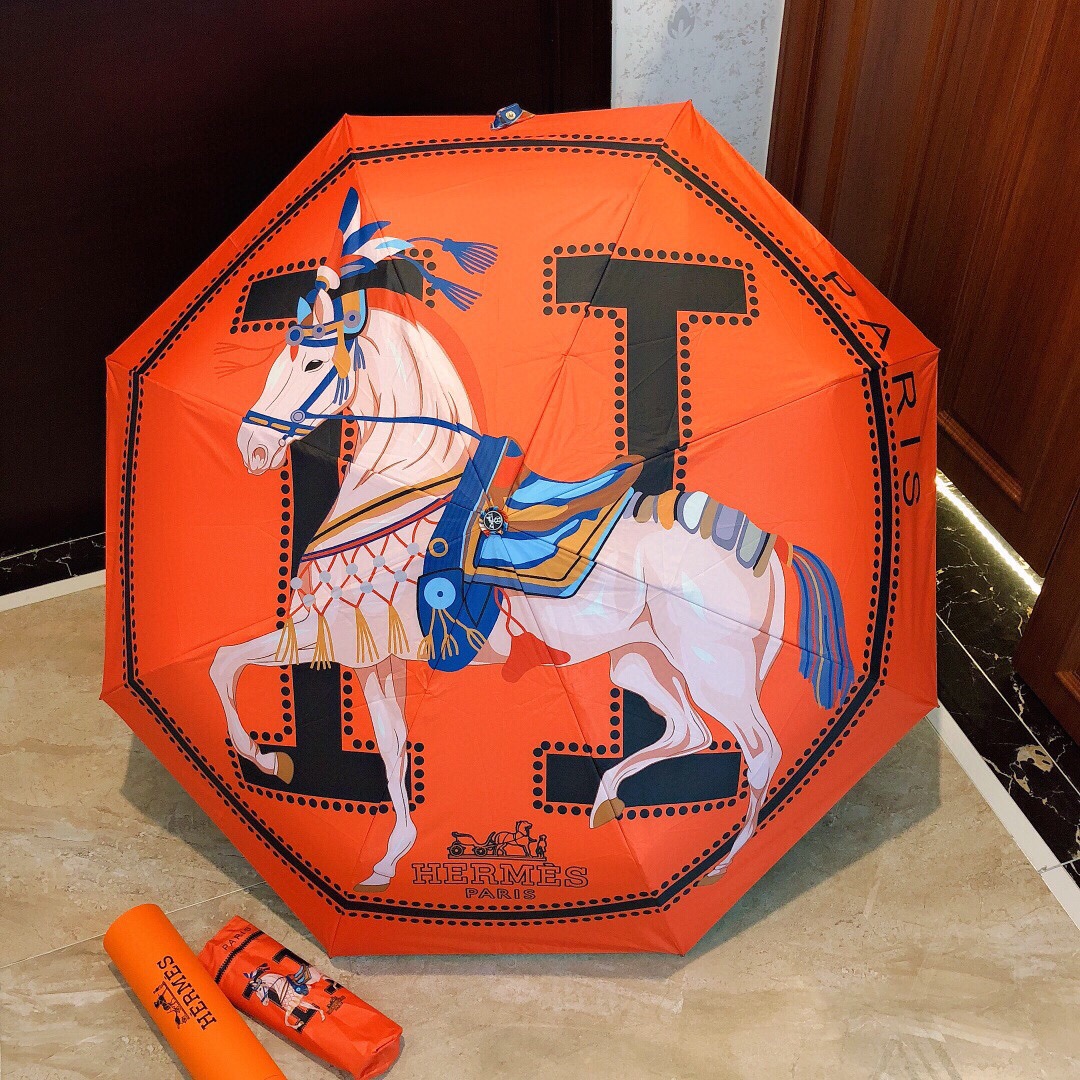 Hermes Pluie De H Folding Umbrella Orange - Soul Replicas