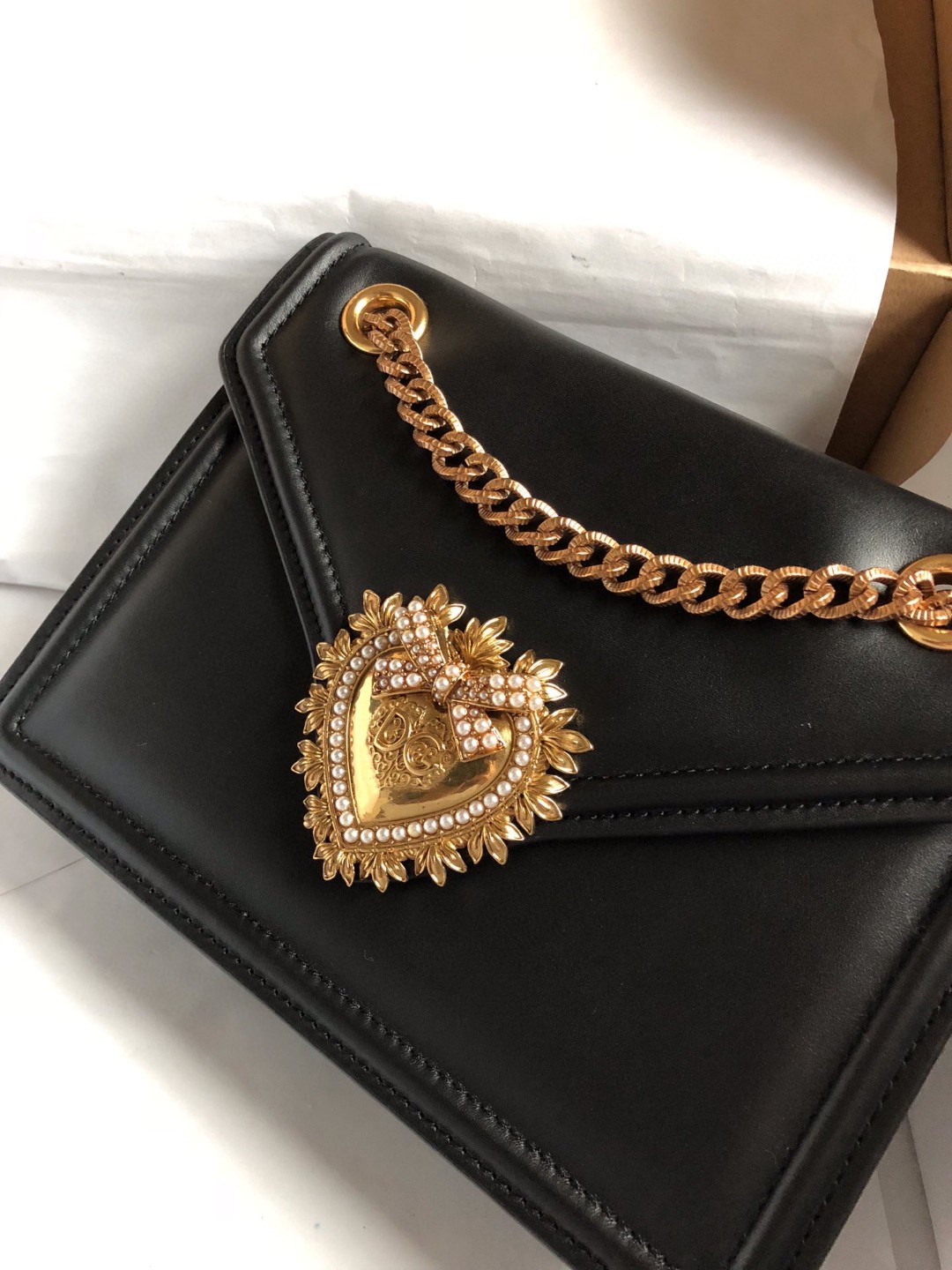 Dolce & Gabbana Medium Devotion Bag Black For Women 8.1in/20.5cm DG - Soul Replicas