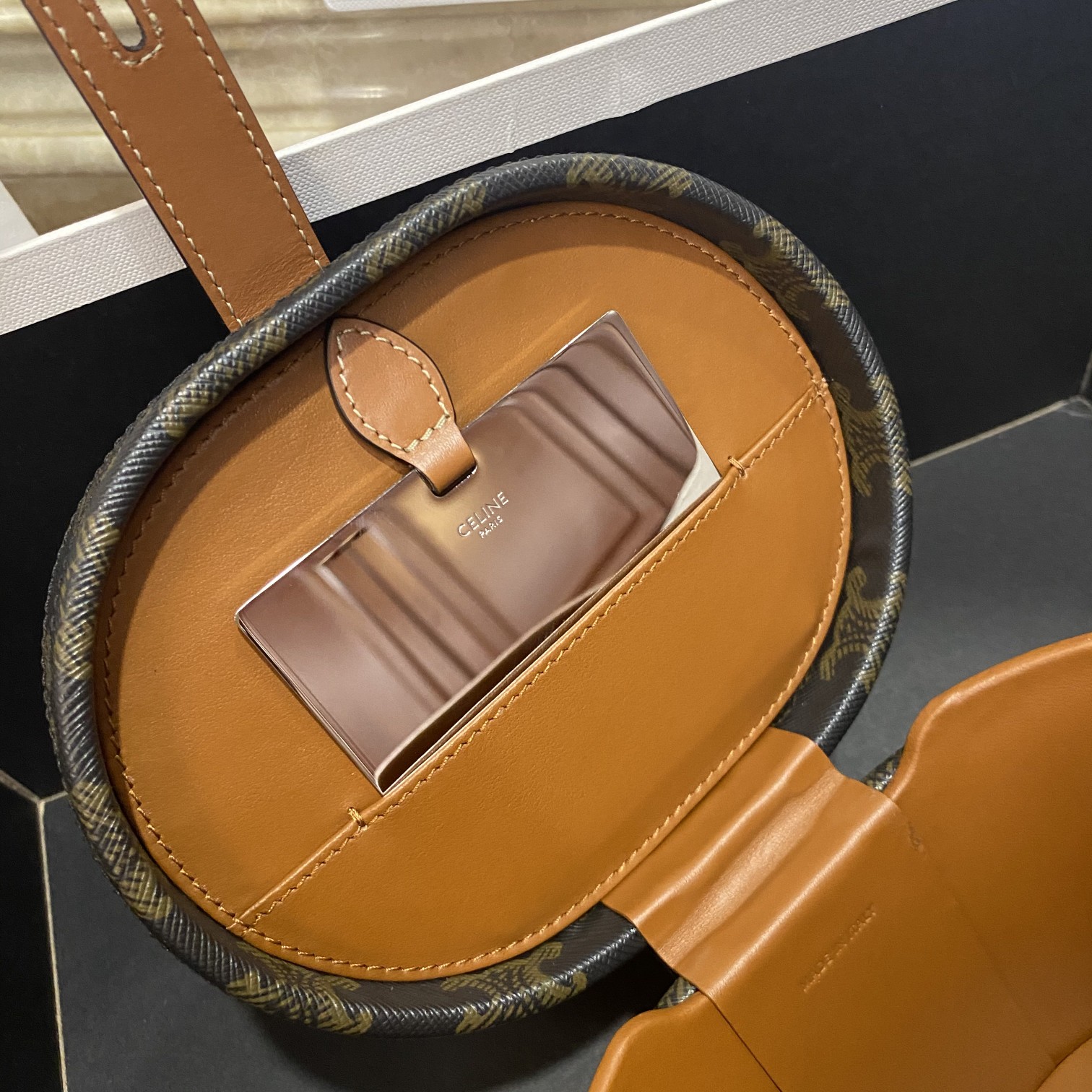 Celine Vanity Case In Triomphe Canvas Tan For Women 6in/15cm 4M0932DP4.04LU - Soul Replicas