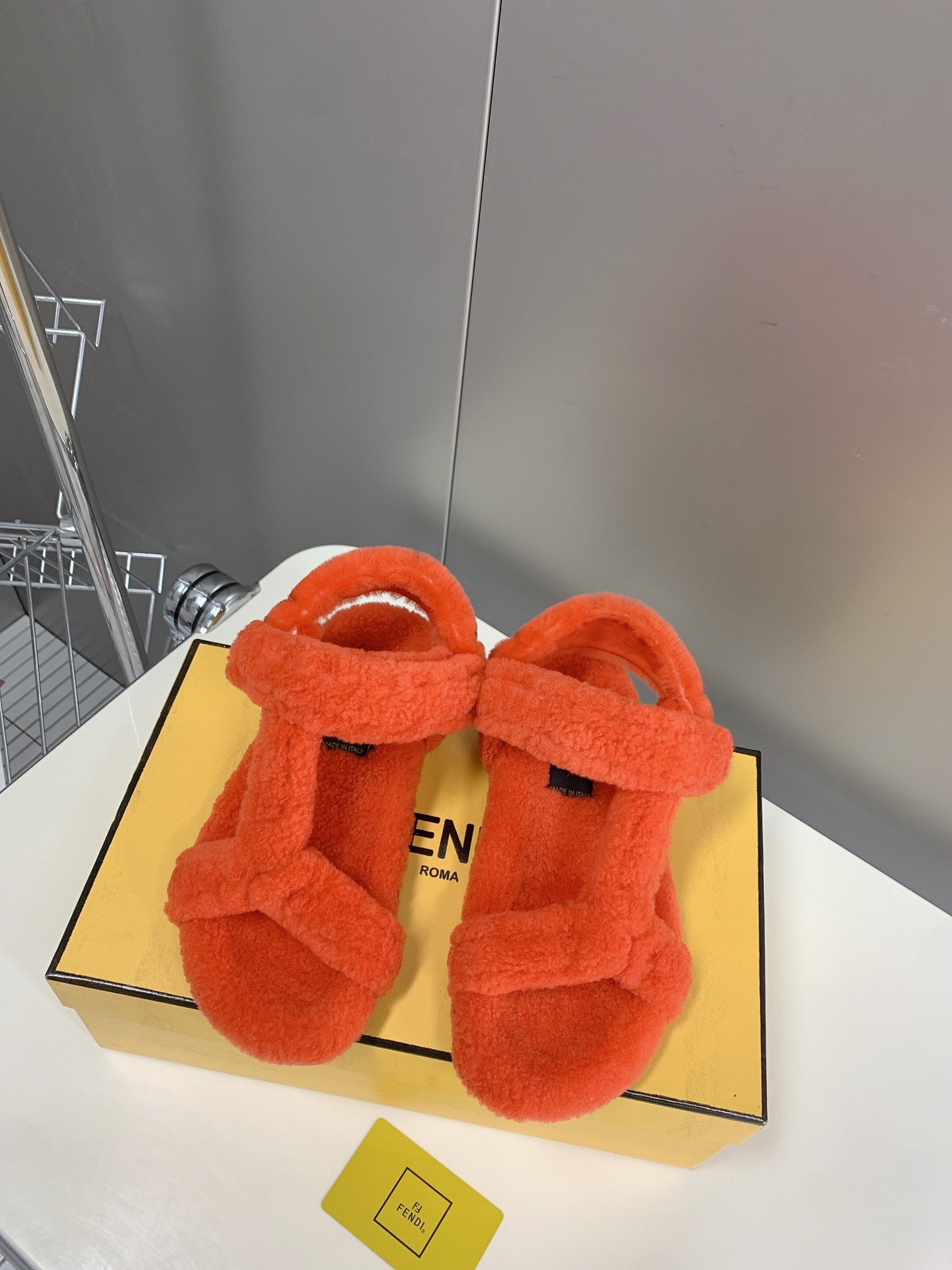 Fendi First Shearling Sandal Orange For Women - Soul Replicas