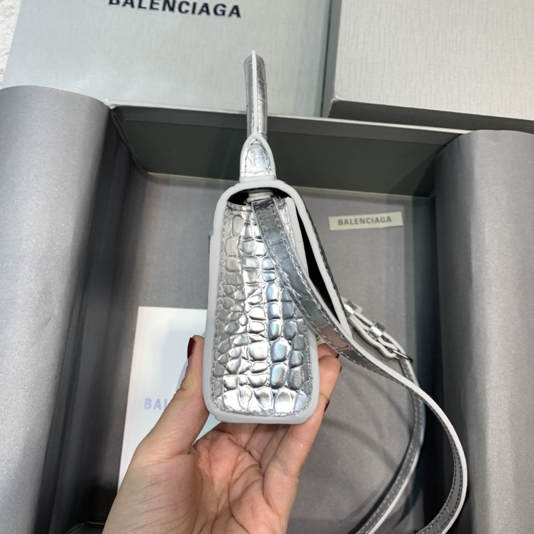 Balenciaga Hourglass Mini Handbag In Sliver. For Women. Women-s Bags 4.7in/12cm - Soul Replicas