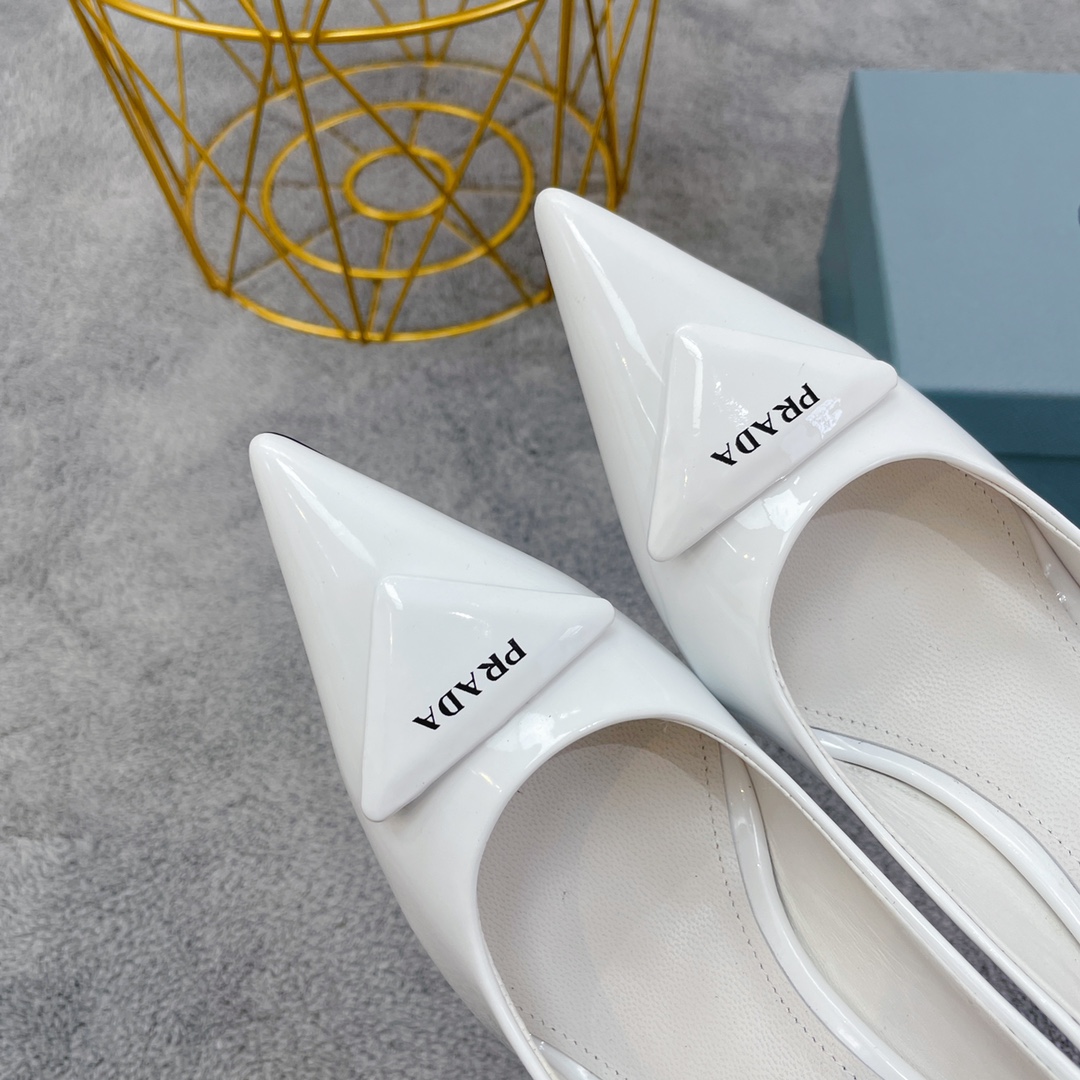 Prada Brushed Pumps White For Women Prada - Soul Replicas