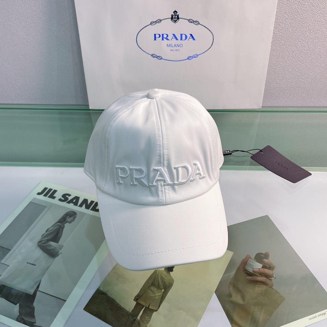 Prada Drill Baseball Cap White Prada Cap - Soul Replicas